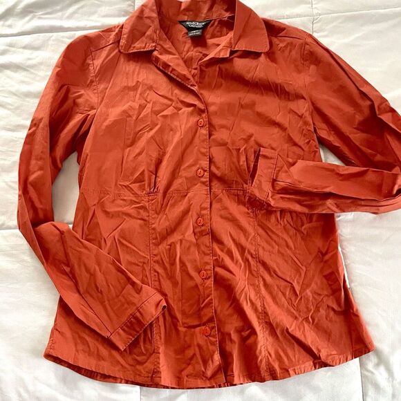 Woolrich Solid Orange Buttondown Longsleeved Small‎ S Blouse Shirt cotton Blend - Picture 1 of 3